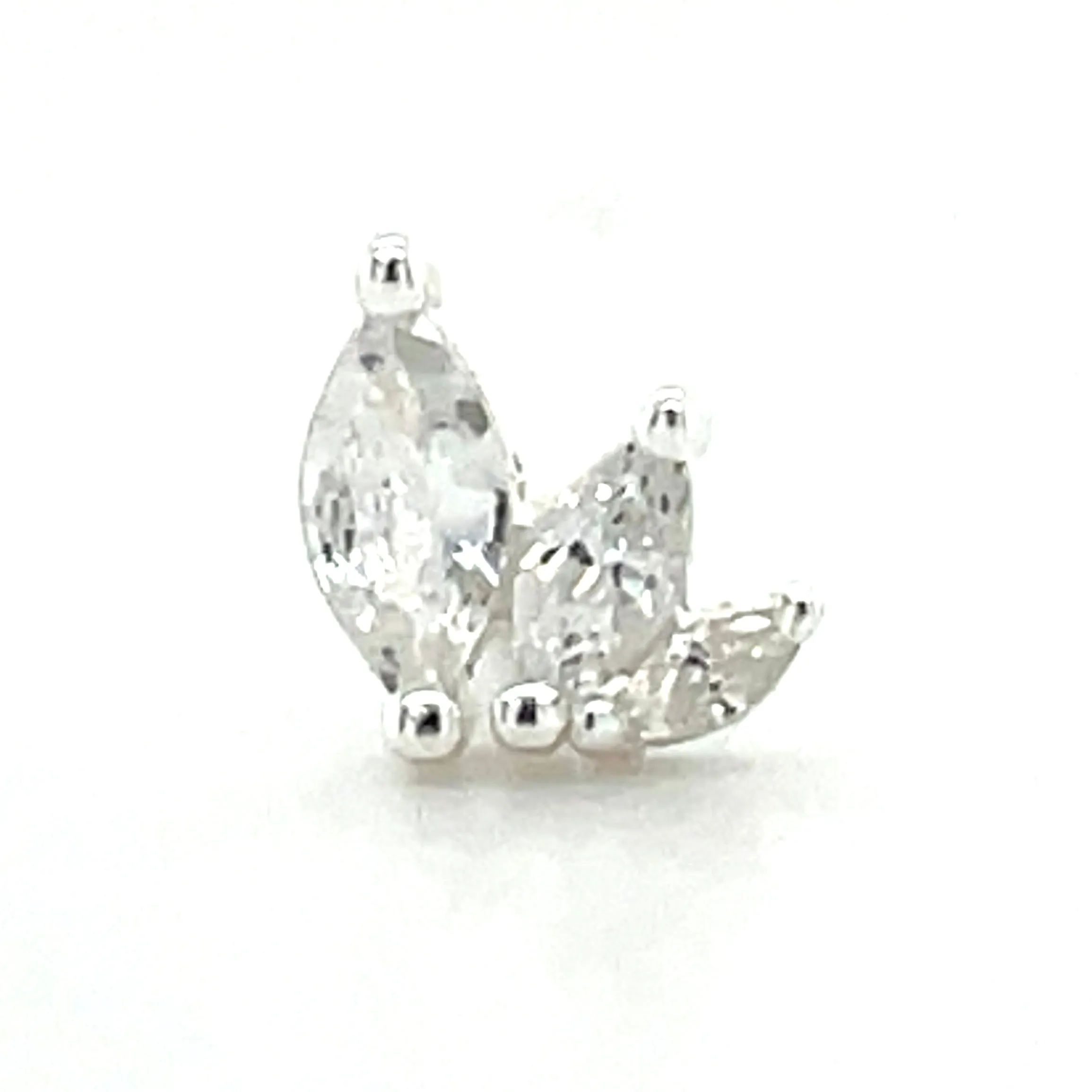 Sterling Silver Triple Marquise Cz Single Ear Stud