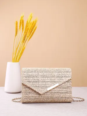 Straw Design Chain Crossbody Bag