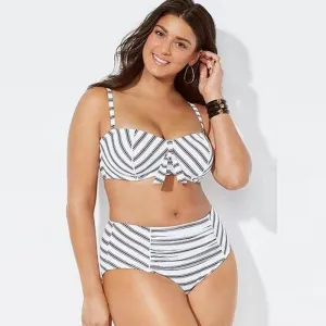 Striped High-Waist Bikini Set