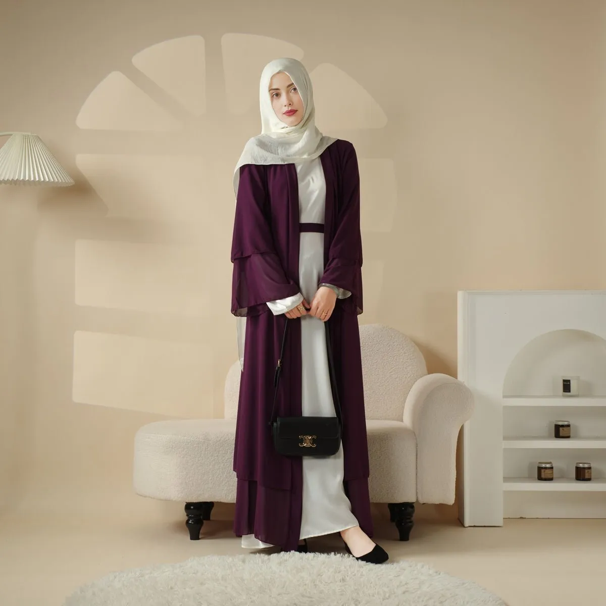 Stylish Chiffon Muslim Set Abaya (MOA008)