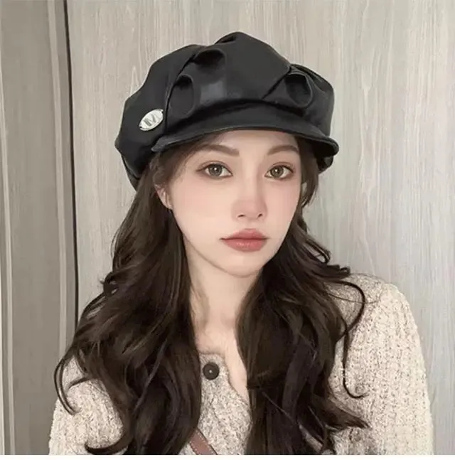 Stylish Leather Beret Hat