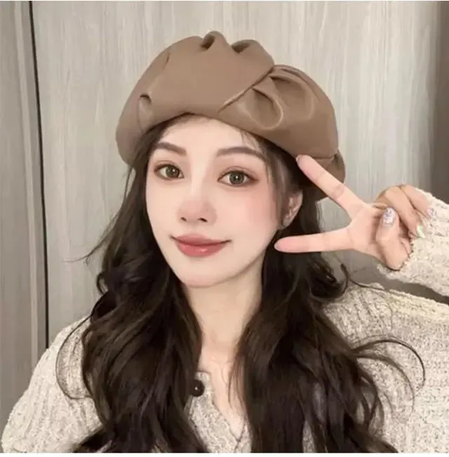 Stylish Leather Beret Hat