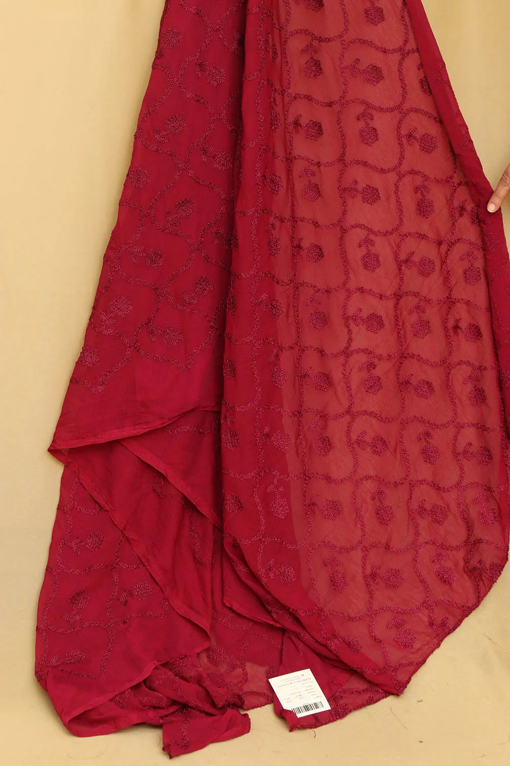 Stylish Maroon Embroidered Georgette Dupatta