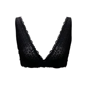 Stylish Unlined Deep V Bra - Black