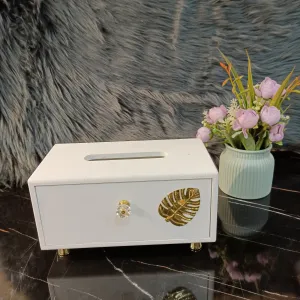 Stylish Wooden Tissue Box White