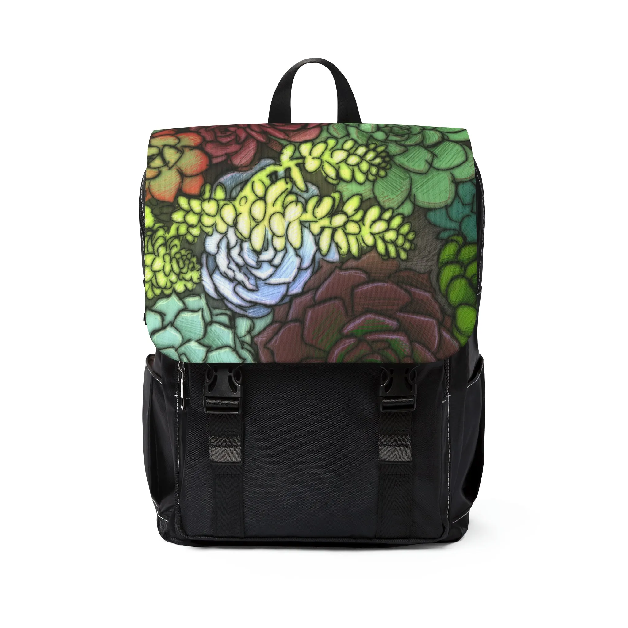 Succulent Unisex Casual Shoulder Backpack Flower Lover Bag