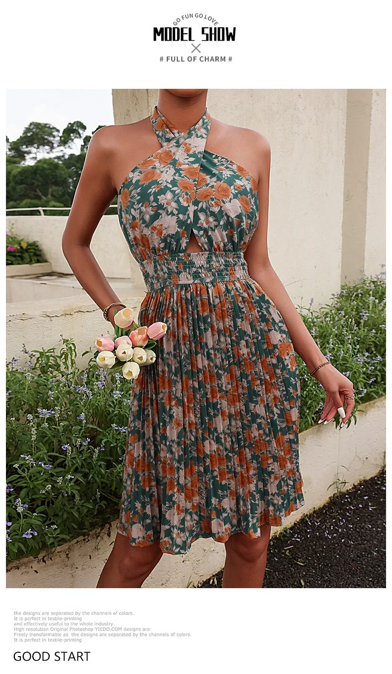 Summer Sexy Graceful Halter Midi Dress