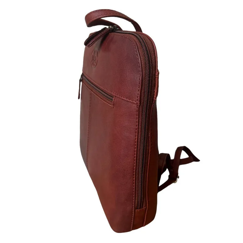 Supatra Cognac Square Top Zip Backpack