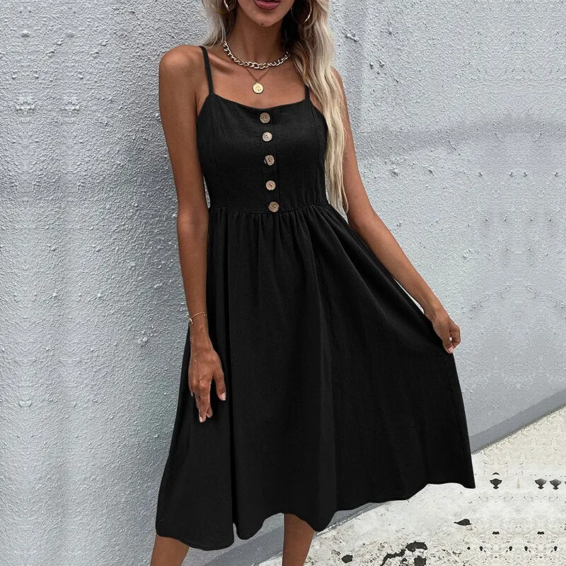 Syiwidii Spaghetti Graceful Strap Dress