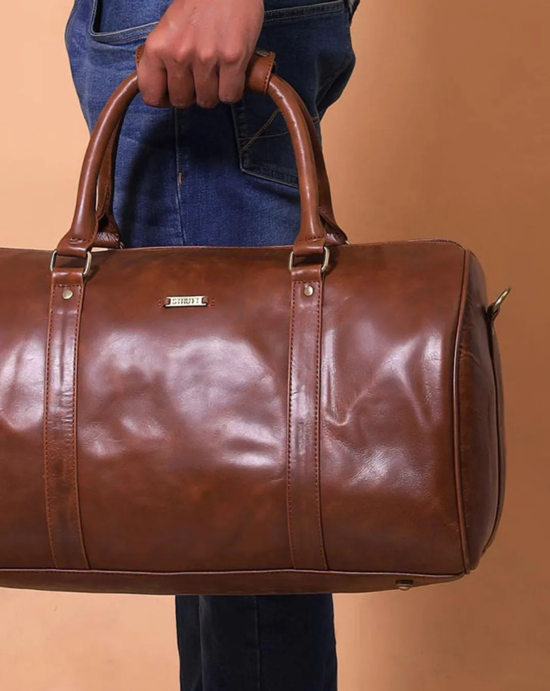 SYLVESTER - THE CRUSHED TAN LEATHER CABIN BAG - CARRY-ON LUGGAGE