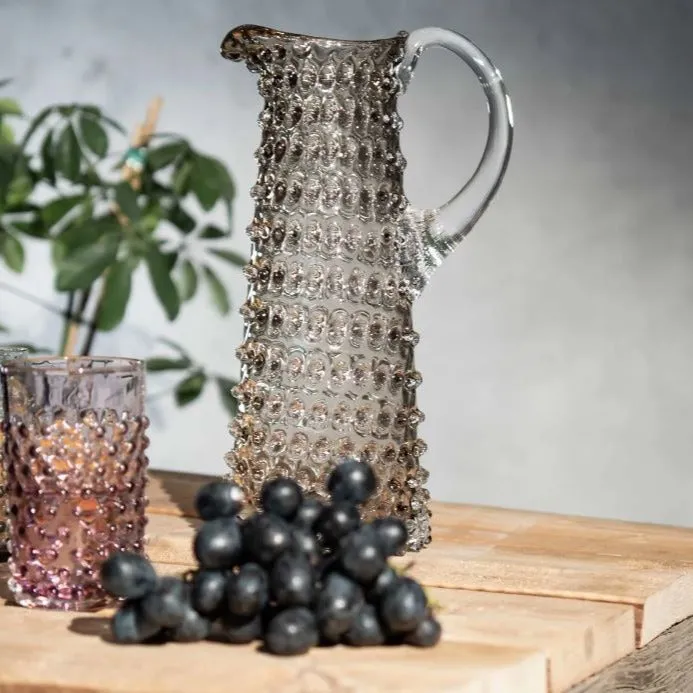 Tall Hobnail Jug - 1 Litre - Underlay Black Smoke