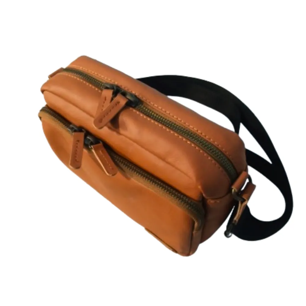 Tan Leather Crossbody Bag for Men & Women