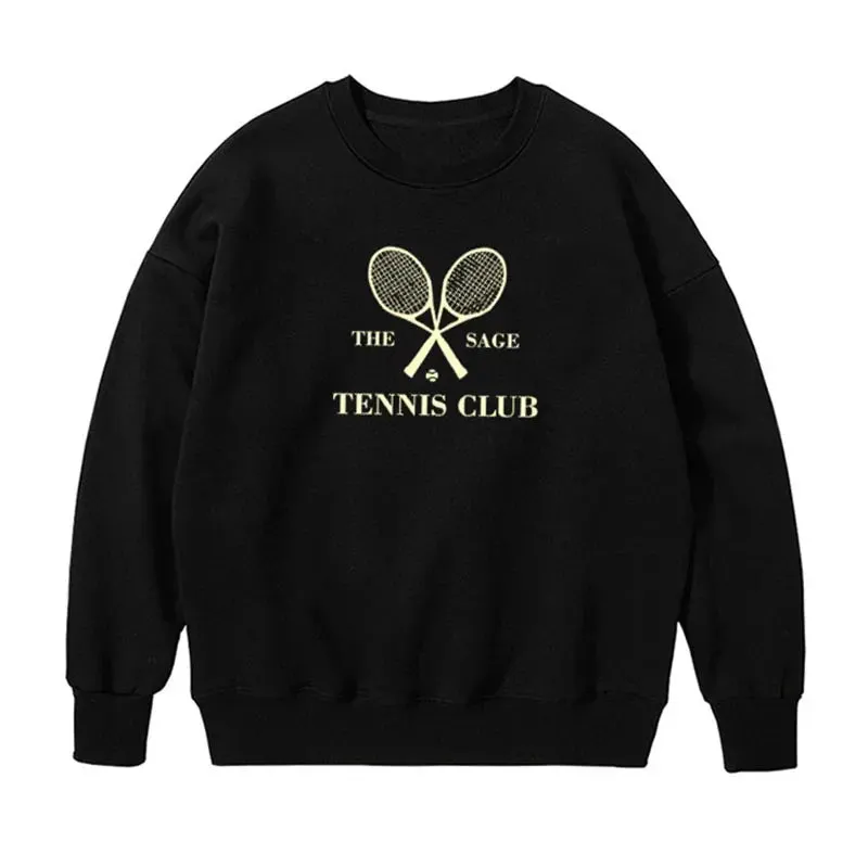 Tennis Club Stylish Letter Print Sweatshirt