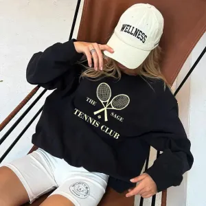 Tennis Club Stylish Letter Print Sweatshirt