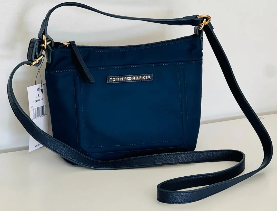 TOMMY HILFIGER NAVY BLUE CONVERTIBLE CROSSBODY SLING SHOULDER BAG PURSE