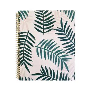 Tropical Leaves Pink Spiral Notebook