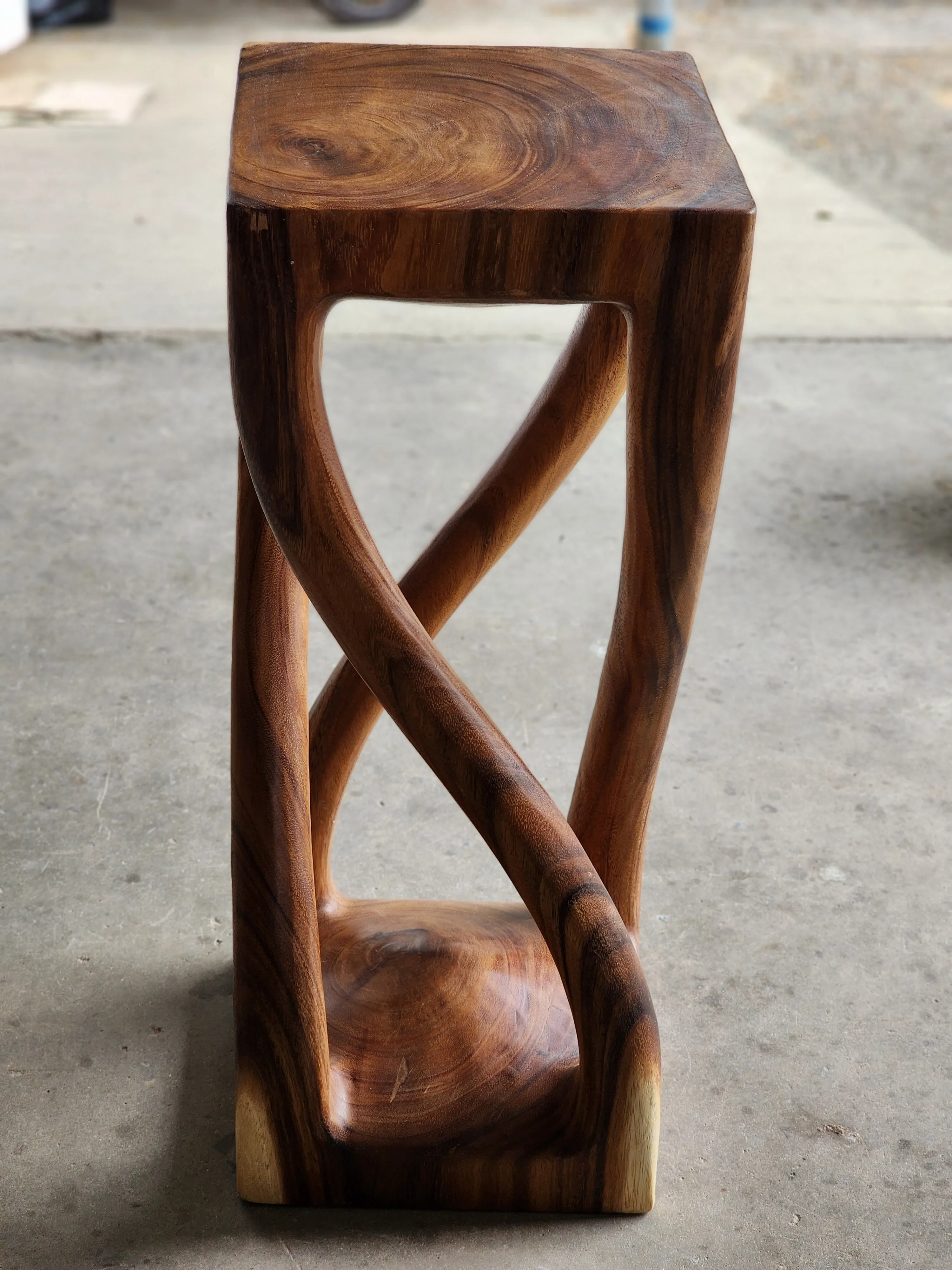 Twisted Vine side table 76cm Acacia Wood Side Table, Corner Table, Bar stool Clear Finish.