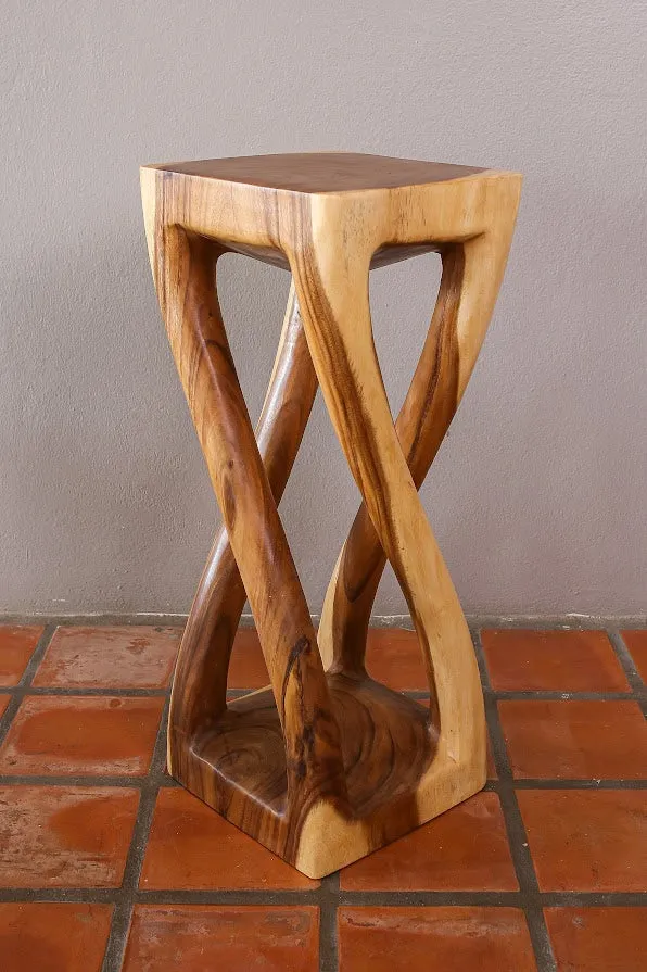 Twisted Vine side table 76cm Acacia Wood Side Table, Corner Table, Bar stool Clear Finish.