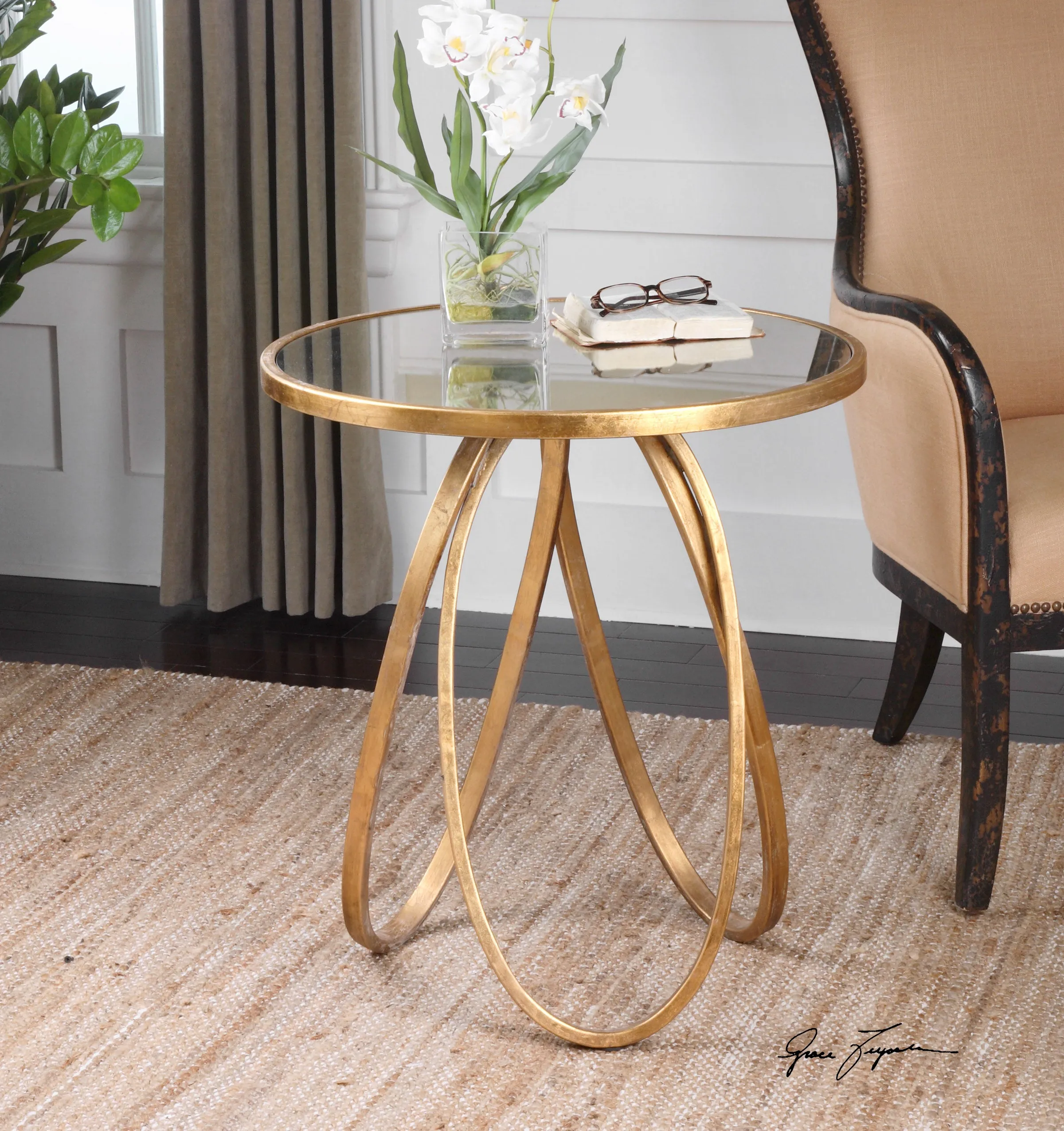 Uttermost Montrez Gold Side Table