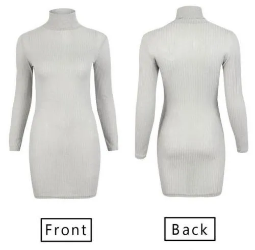 VenusFox Knitted Solid Wool Mini Dresses