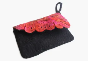 Vibrant Pattern Leaf Design Felt Clutch Purse