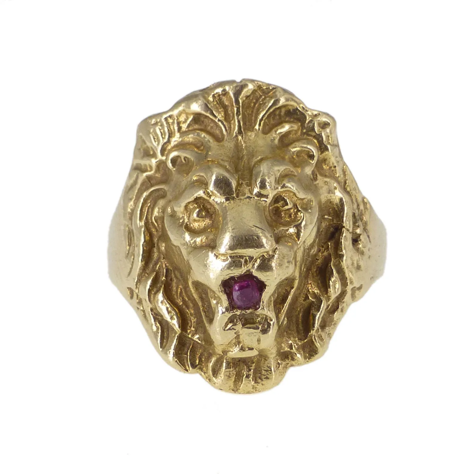 Vintage 9ct Gold Lions Head Statement Ring