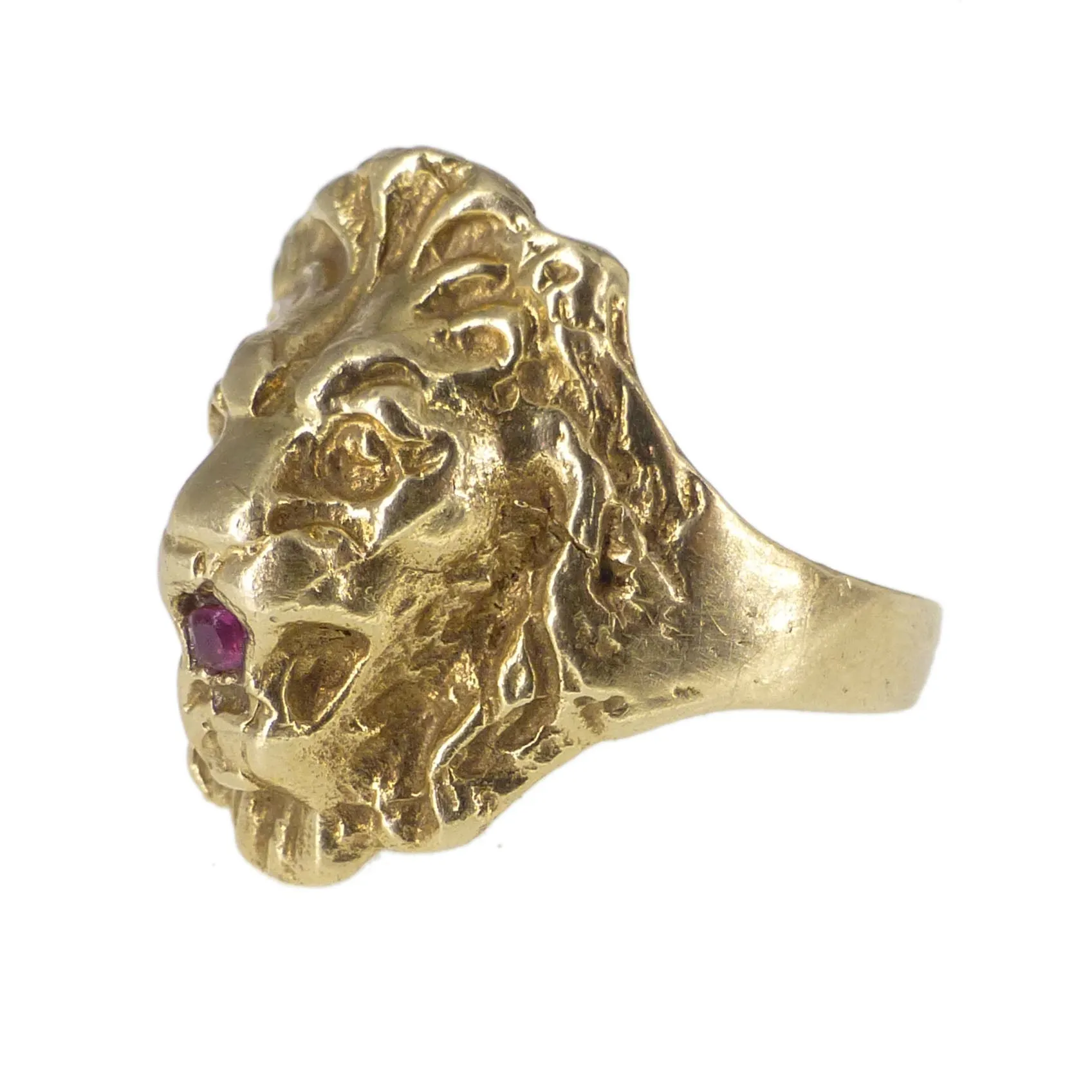 Vintage 9ct Gold Lions Head Statement Ring