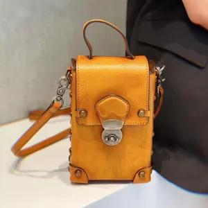 Vintage Ladies Leather Crossbody Cell Phone Shoulder Bag Side Bags For Women