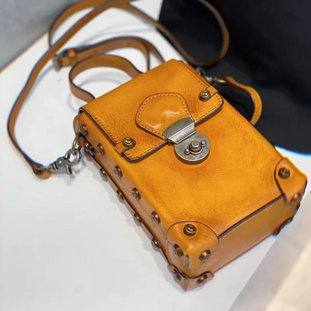 Vintage Ladies Leather Crossbody Cell Phone Shoulder Bag Side Bags For Women