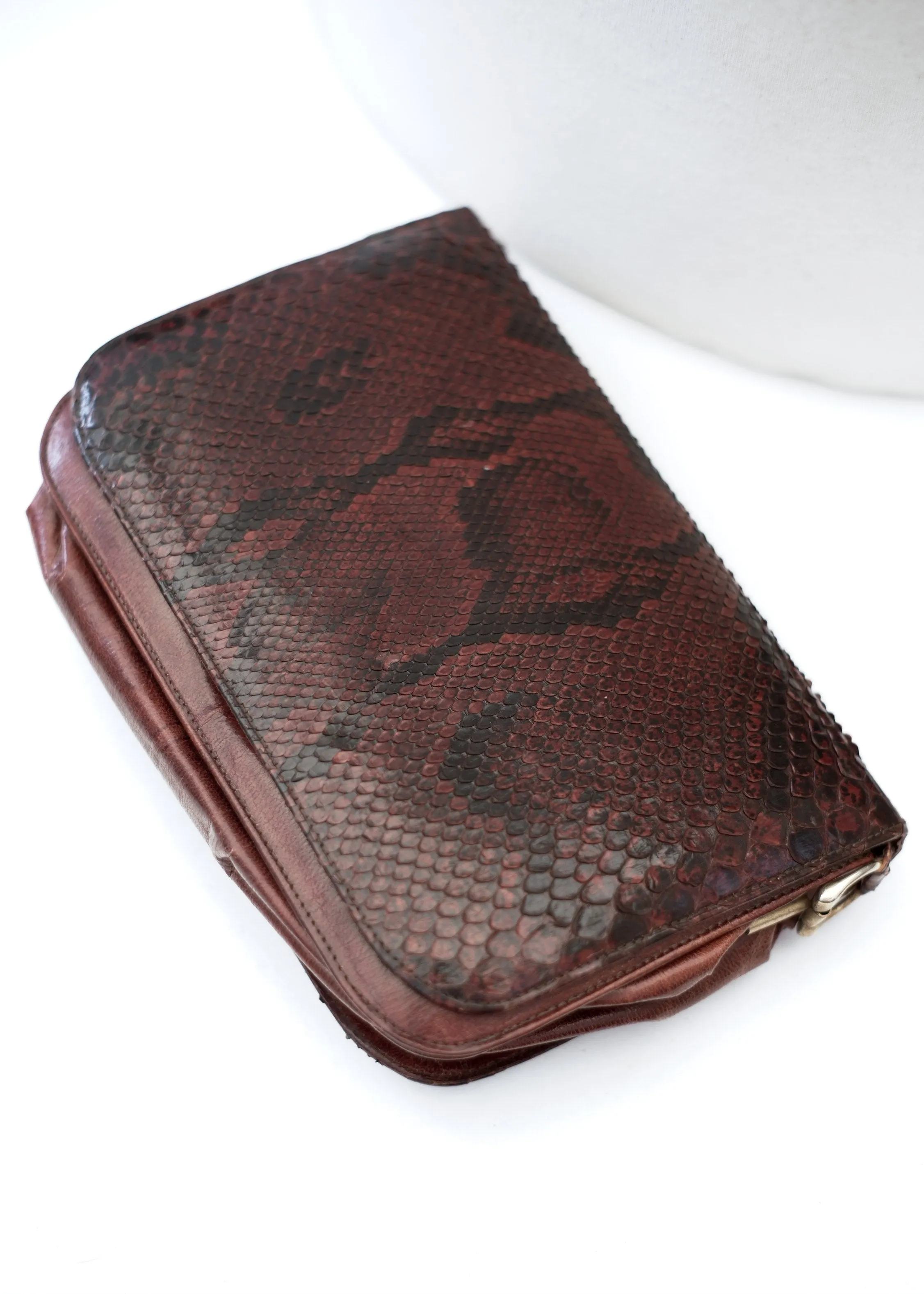 Vintage Python Snakeskin Crossbody Shoulder Clutch Bag