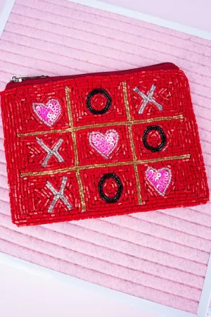 Viola XOXO Red Seed Bead Coin Purse