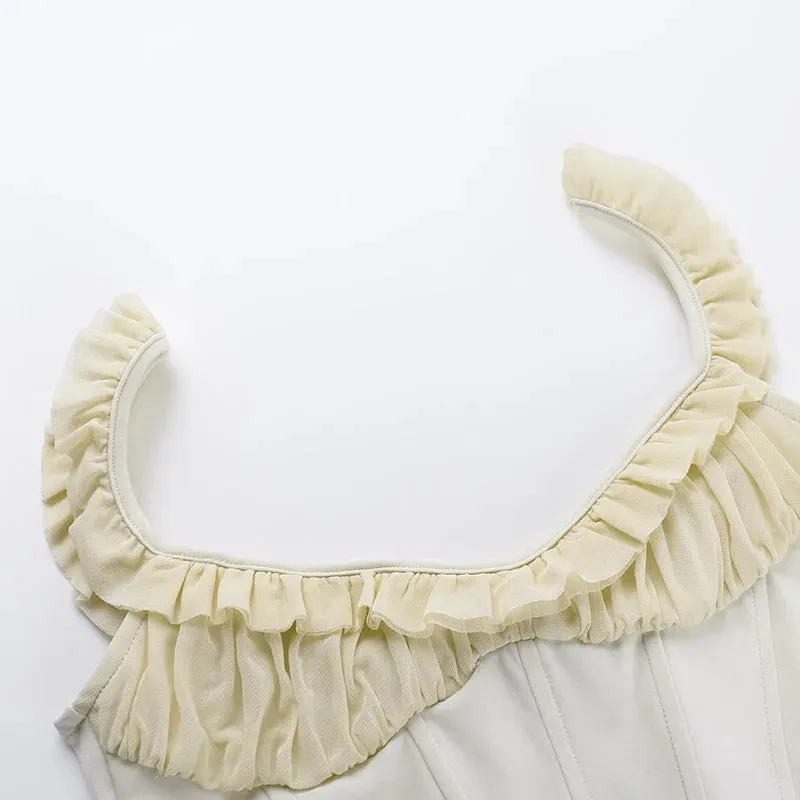 White Ruffle Stylish Strap Bustier Top