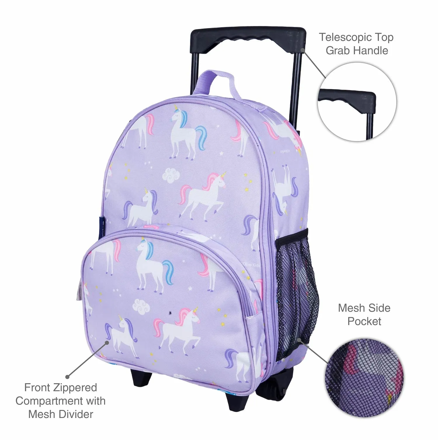 Wildkin Olive Kids Unicorn Rolling Luggage Trolley School Bag