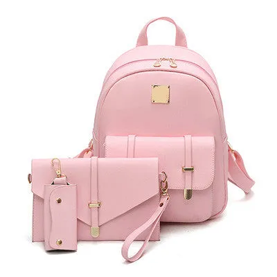 Women Backpack Cute 3 Sets Bag School