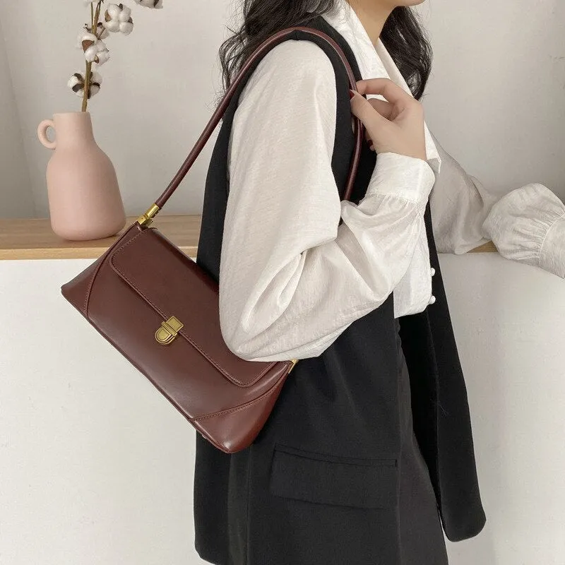 Women Leather Clutch Vintage Shoulder Handbag