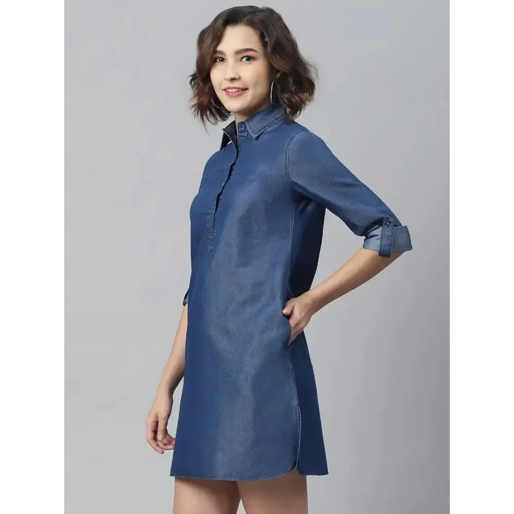 Women Stylish Denim Shirt Dress