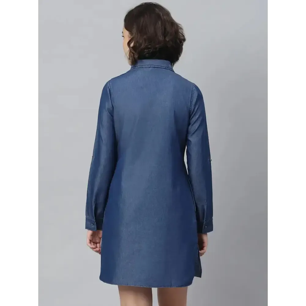 Women Stylish Denim Shirt Dress