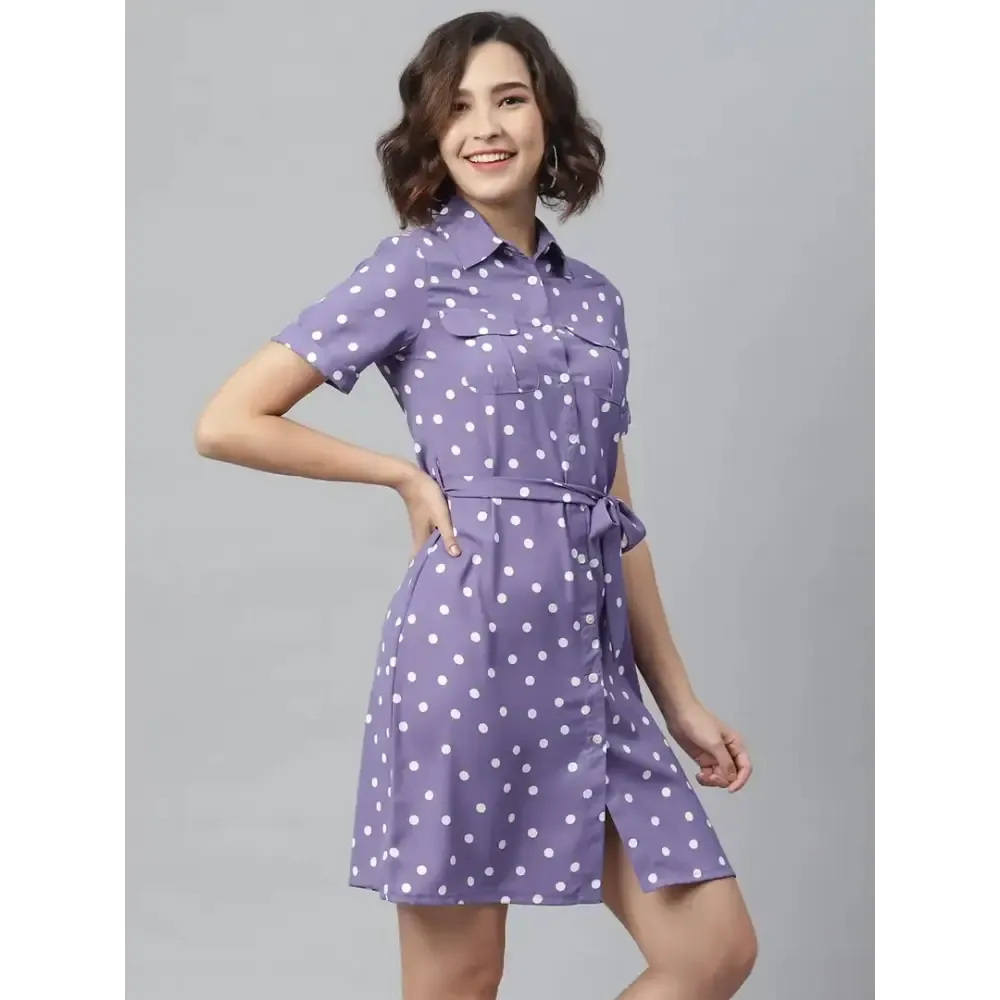 Women Stylish Polyester Shirt Dress