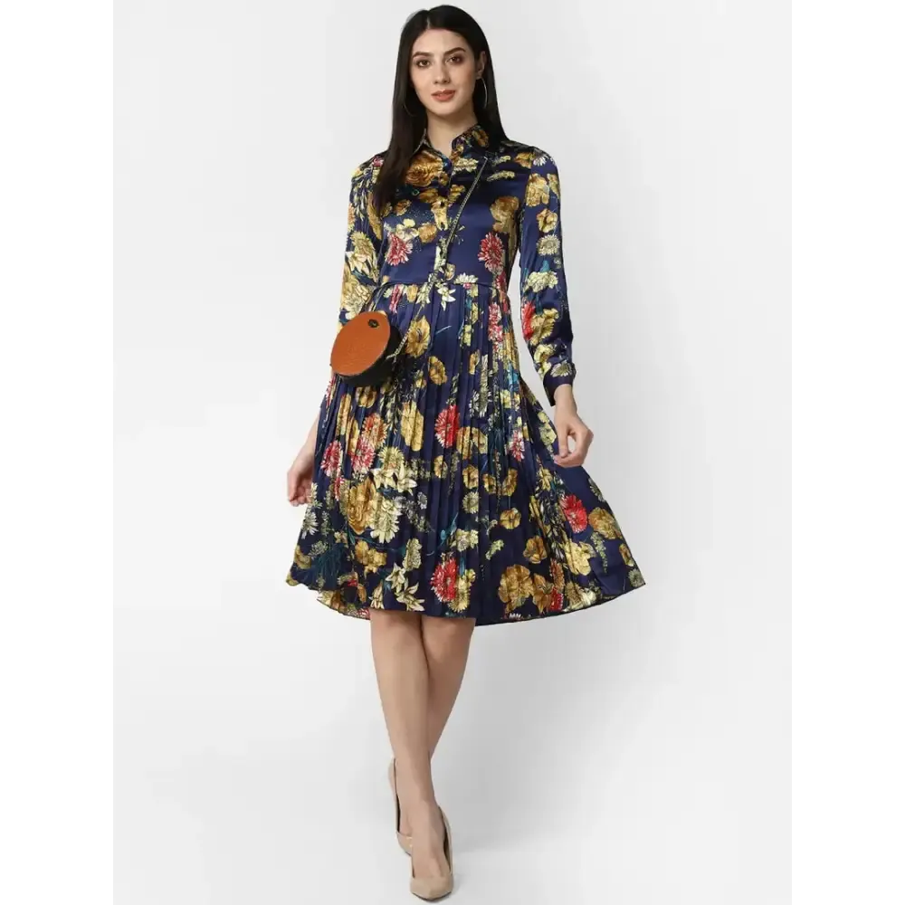 Women Stylish Satin Shirt Dress