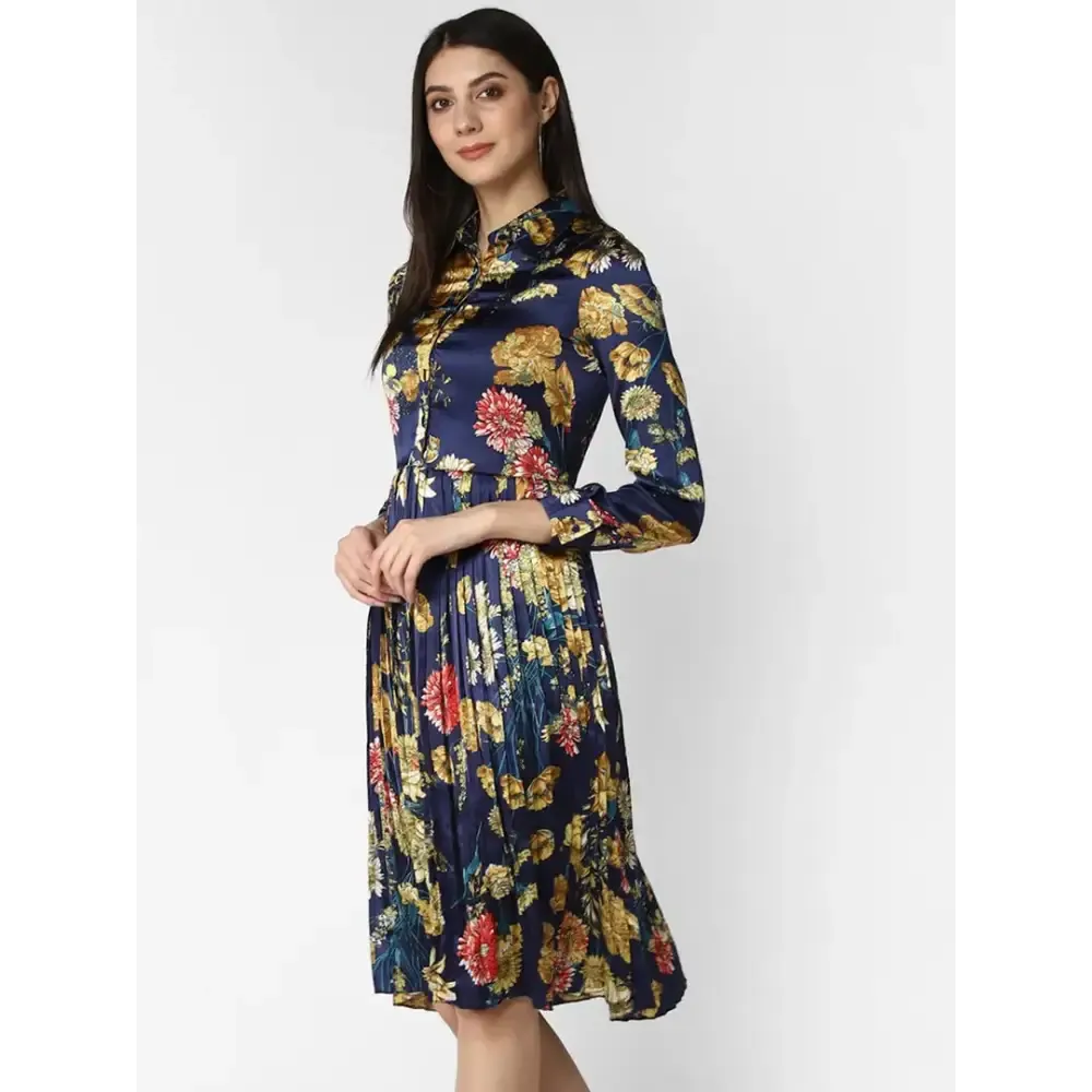 Women Stylish Satin Shirt Dress