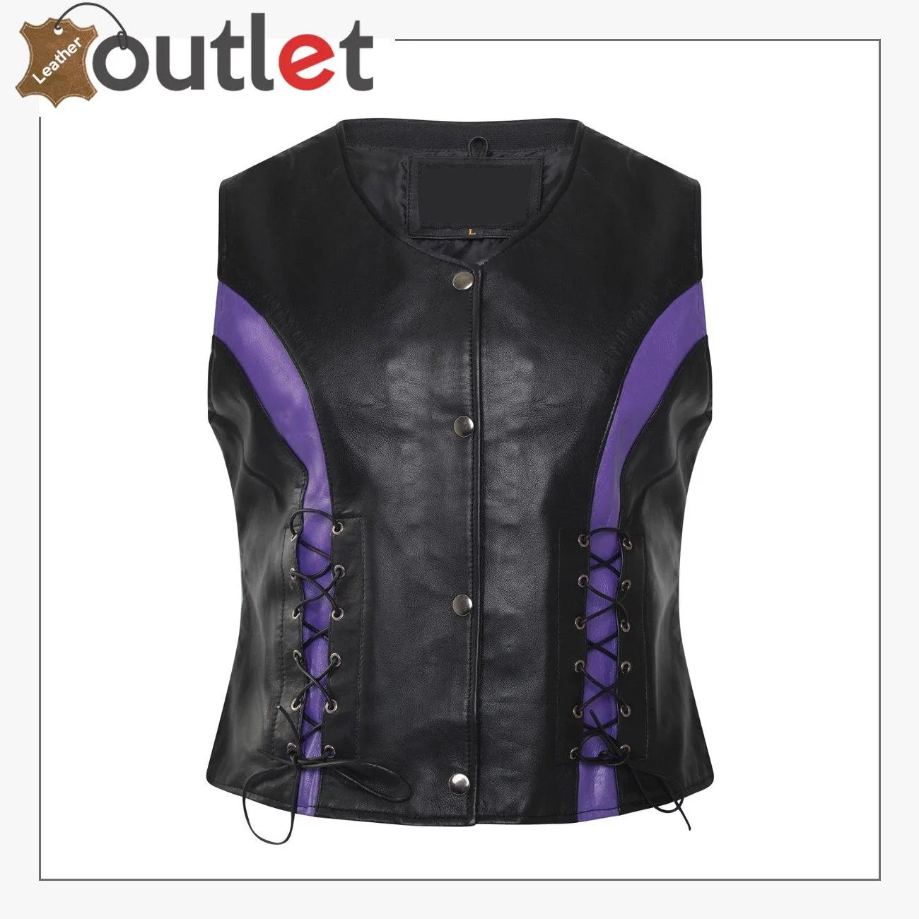 Womens Lambskin Handmade Classical Real Leather Biker Vest