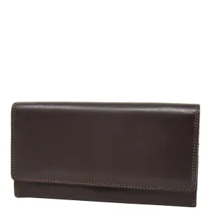 Womens Soft Leather Clutch Purse Envelope Style Wallet AVT3 Brown