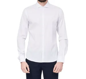 Yes Zee Camicia da uomo manica lunga con collo piccolo alla francese C505-U600-0101 bianco