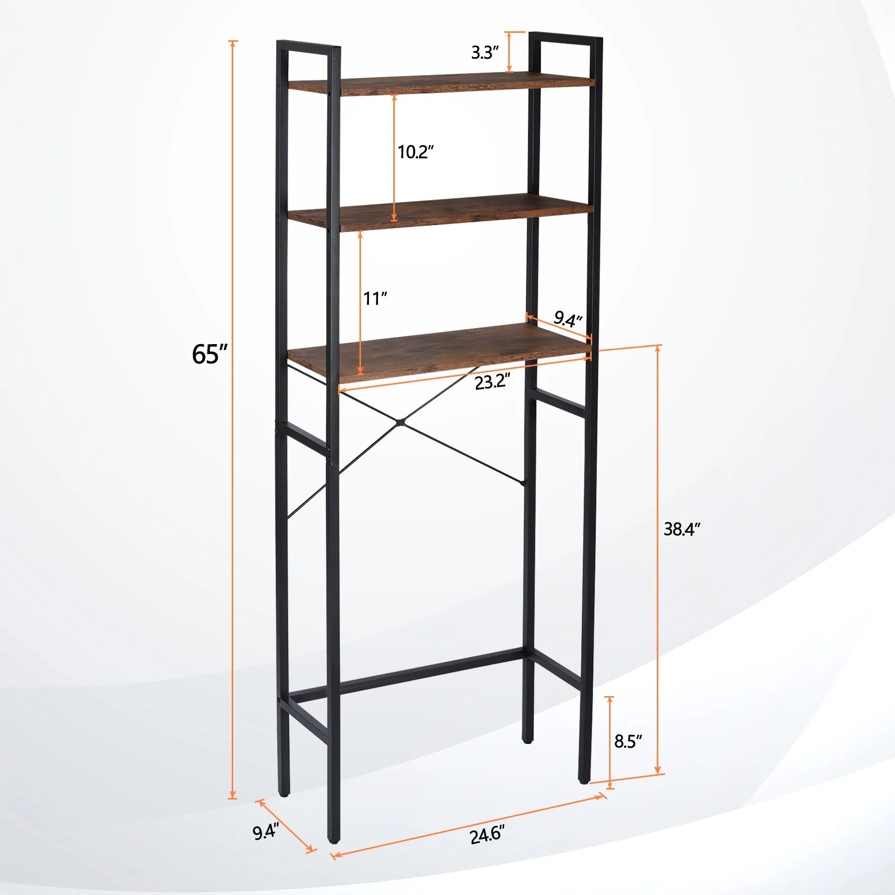 ZENY™ 3 Tiers Over The Toilet Bathroom Storage Shelf, Freestanding Wooden Bathroom Organizer Rack with Shelves